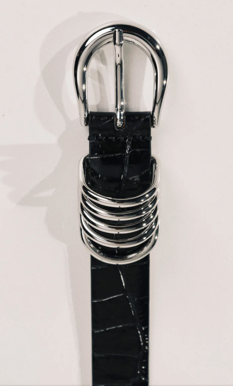 Hollyhock Croco - Black Croco / Silver