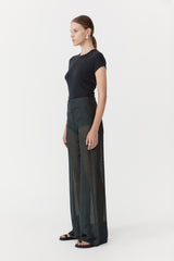 Sheer Silk Gauze Pants - Soot