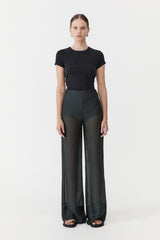 Sheer Silk Gauze Pants - Soot