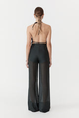 Sheer Silk Gauze Pants - Soot