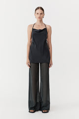 Sheer Silk Gauze Pants - Soot