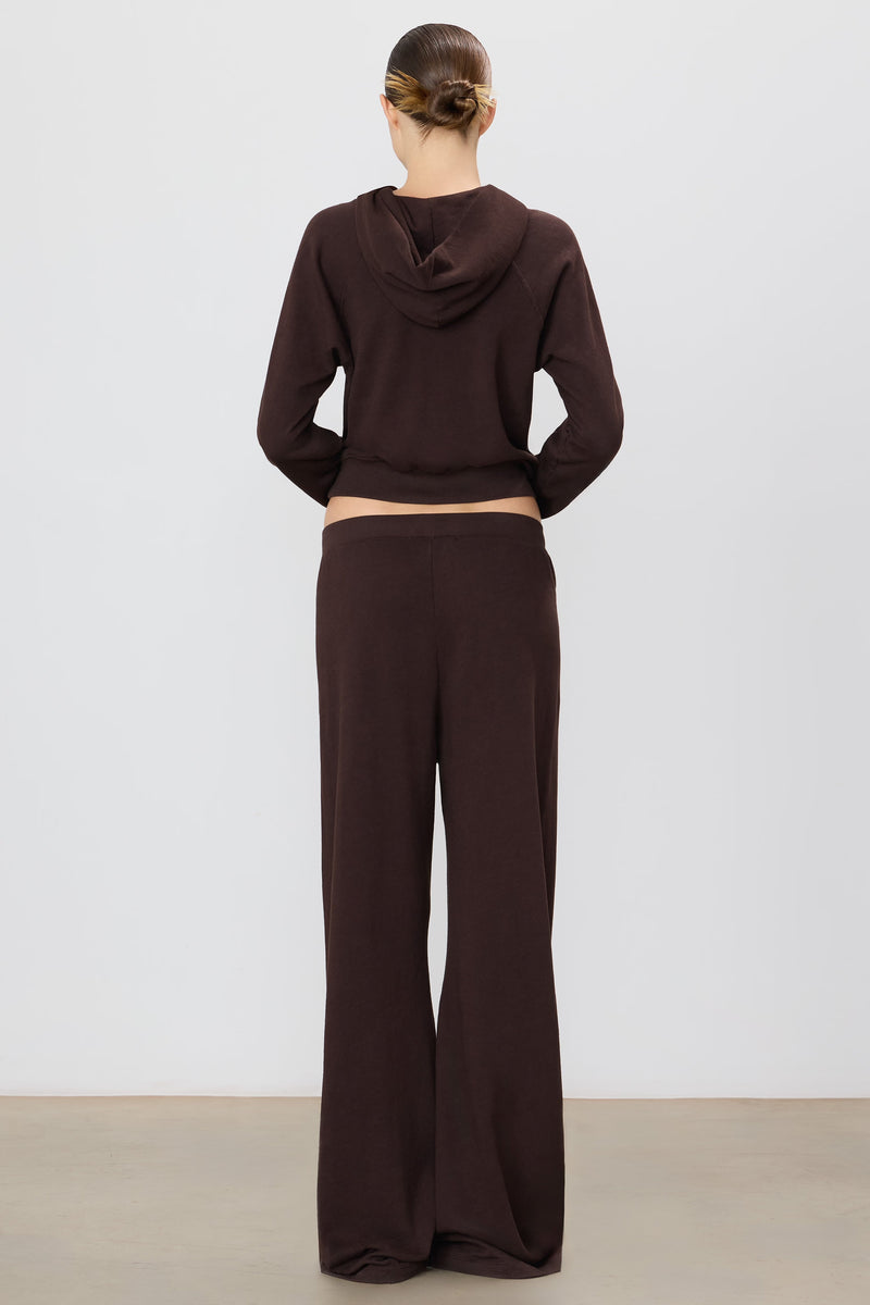 Drawstring Wide Leg Sweatpant - Espresso