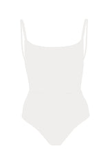 Square Neck Open Back One-Piece - White - BLVD