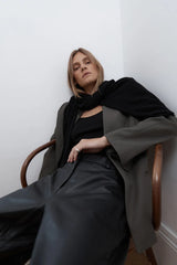 Rib Collar Blazer - Khaki