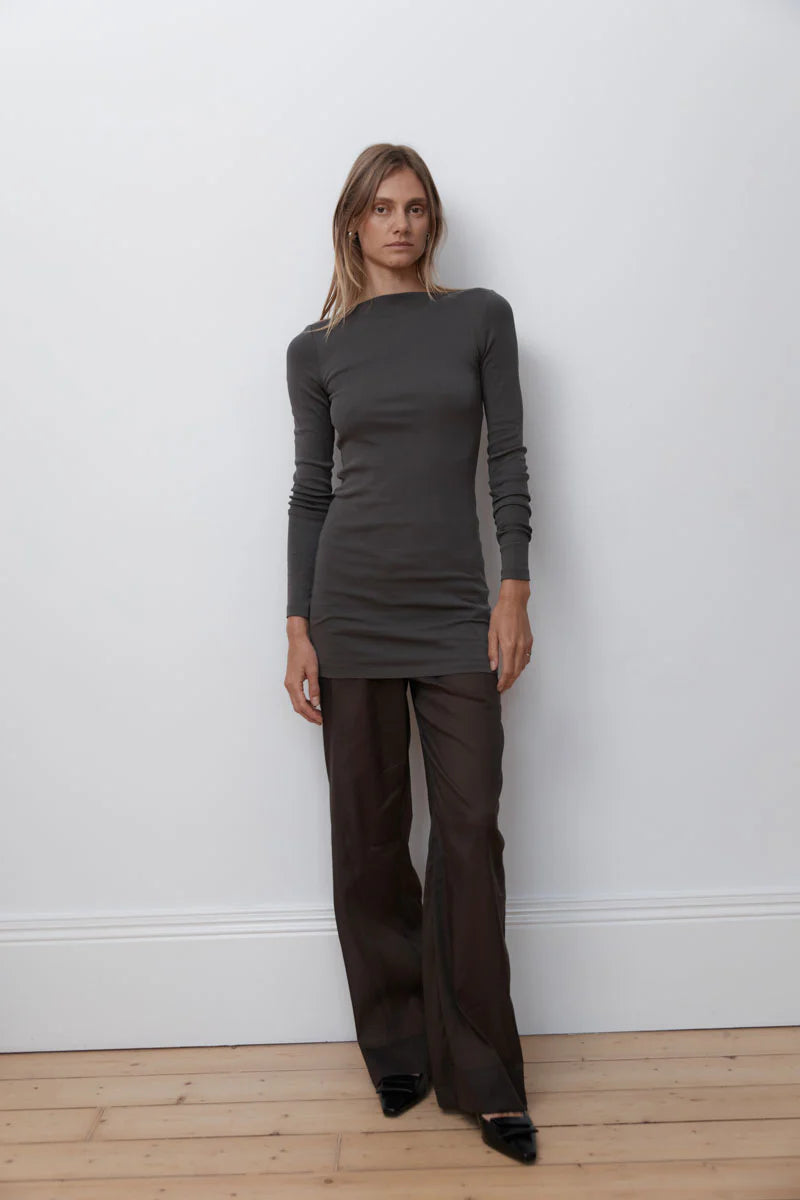 Organic Cotton Bateau Dress - Khaki