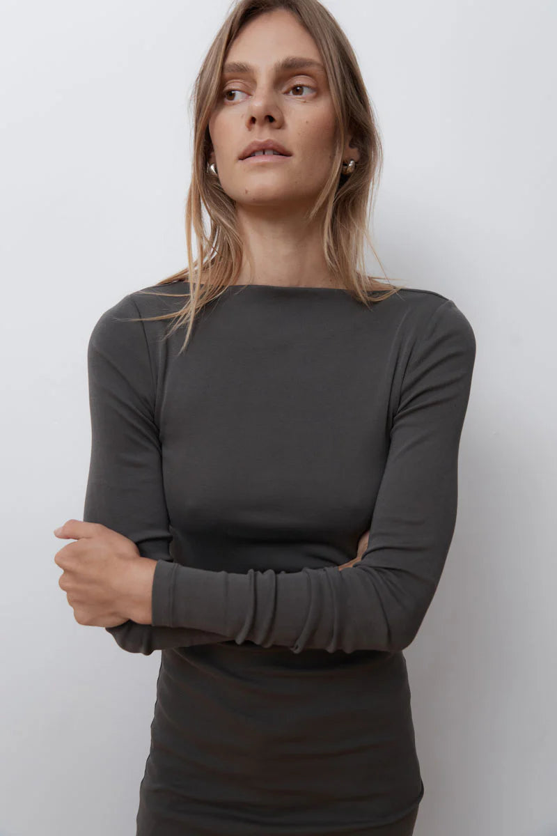 Organic Cotton Bateau Dress - Khaki