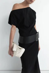 Asymmetric Off Shoulder Dress - Black