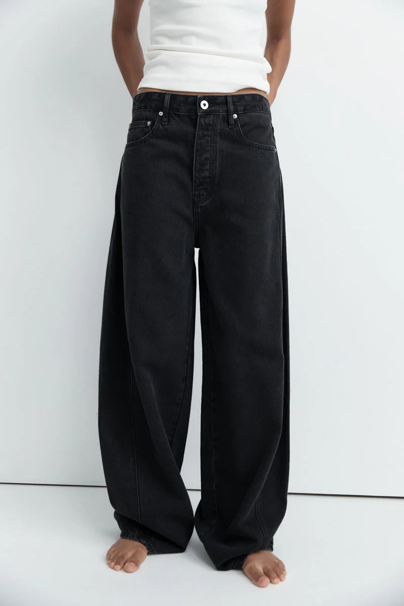 Mid Rise Balloon Jeans - Black