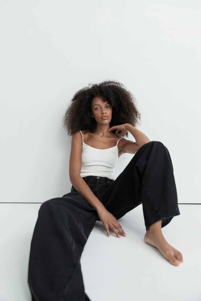 Mid Rise Balloon Jeans - Black