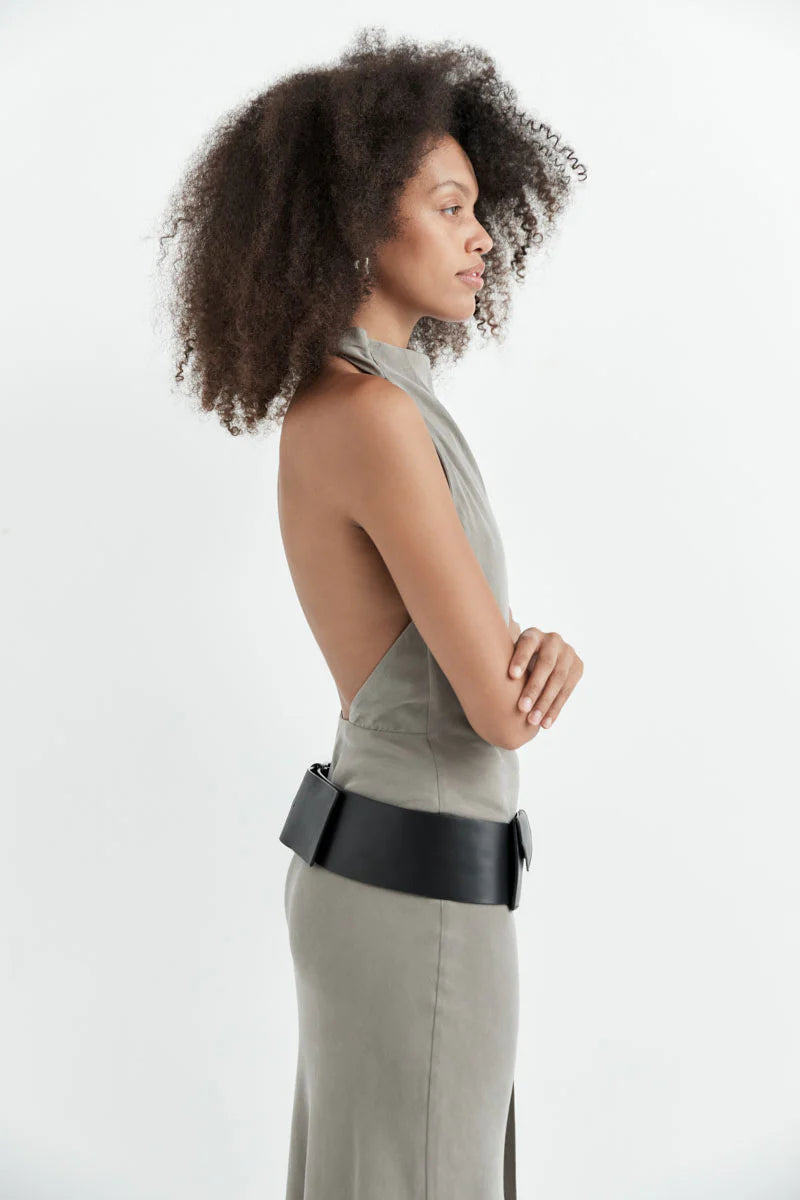 Bias Scarf Dress - Slate