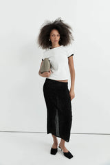 Feathered Square Toe Heel - Black