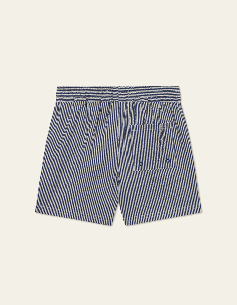 Stan Seersucker Swim Shorts - Light Sand/Blueprint
