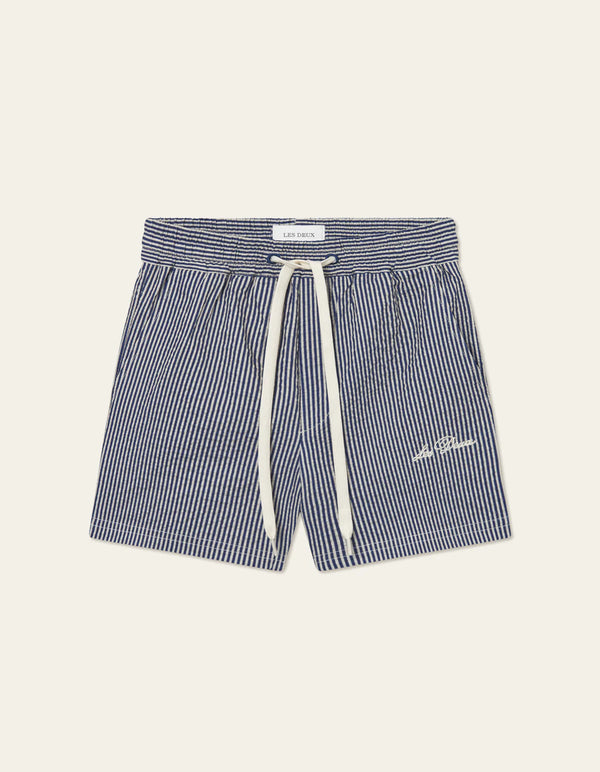 Stan Seersucker Swim Shorts - Light Sand/Blueprint