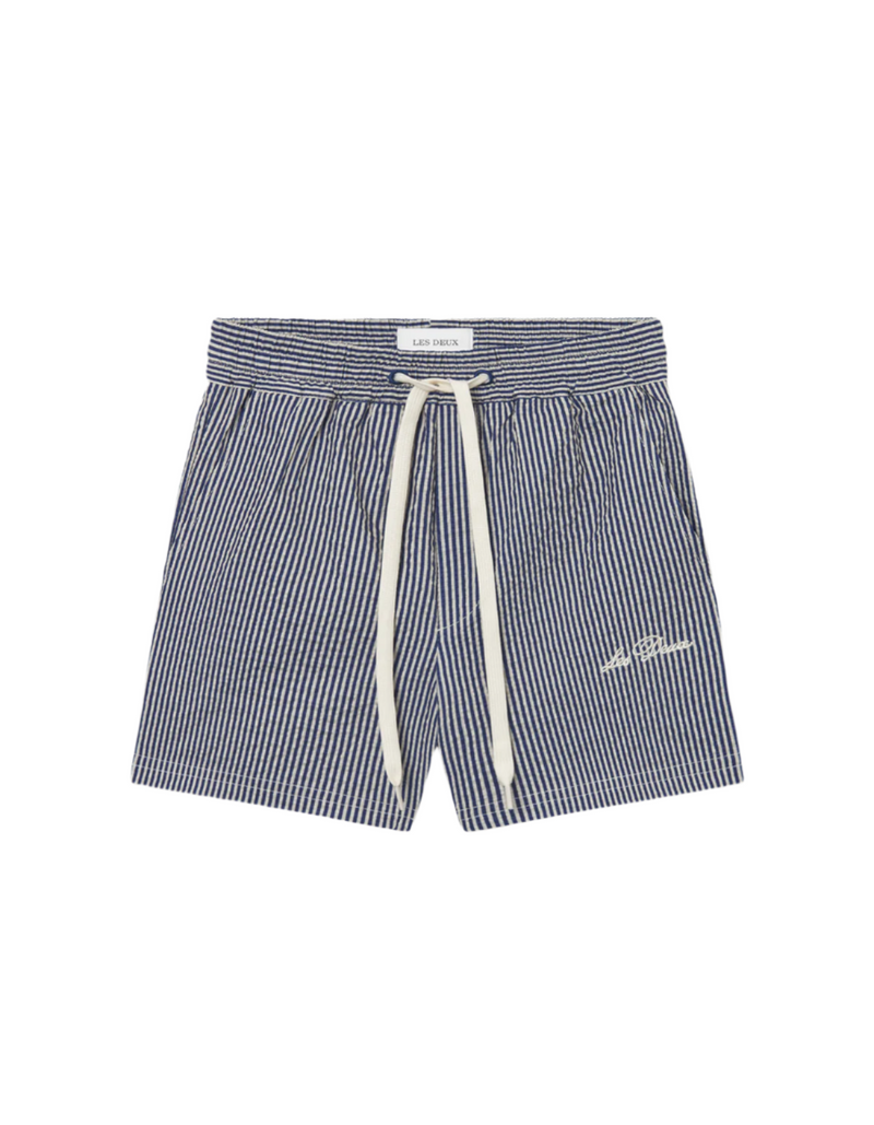 Stan Seersucker Swim Shorts - Light Sand/Blueprint