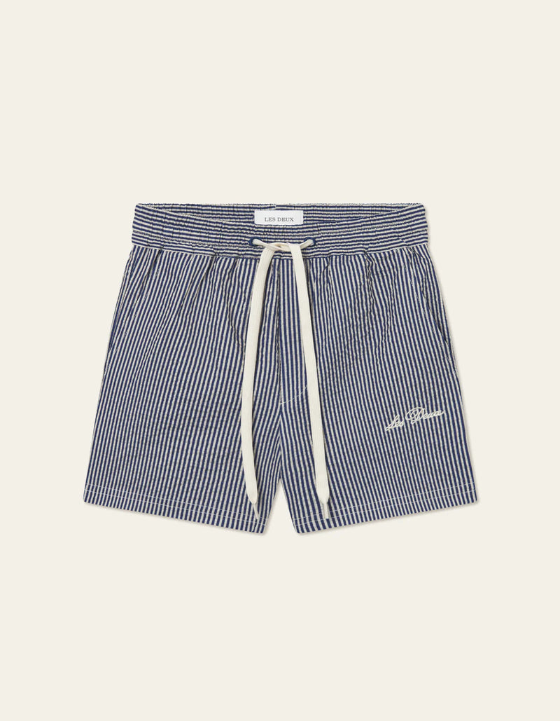 Stan Seersucker Swim Shorts - Light Sand/Blueprint