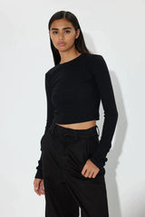 Verona Crop Shirt - Jet Black - BLVD