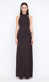 Court Halter Maxi Dress - Dark Chocolate