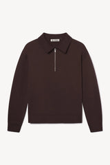 Zip Up Polo Sweatshirt - Espresso