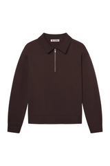 Zip Up Polo Sweatshirt - Espresso