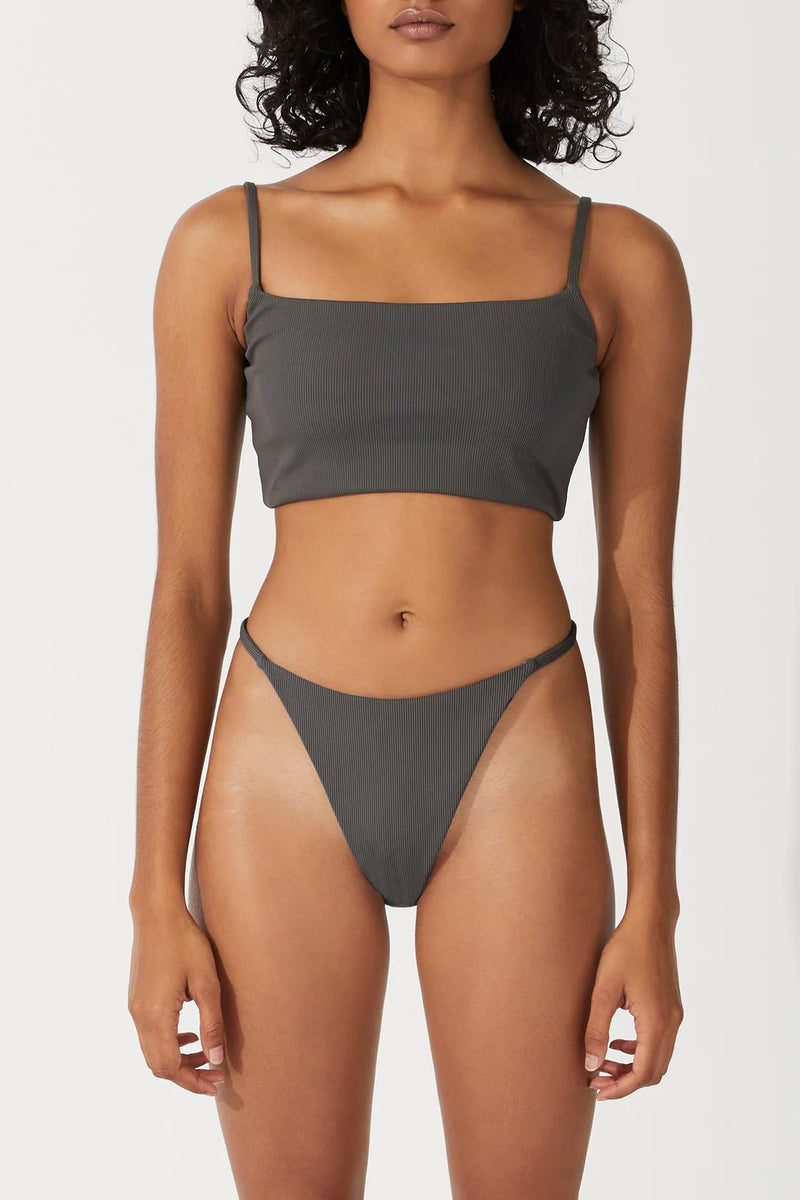 Rib Curve Thong Brief - Charcoal