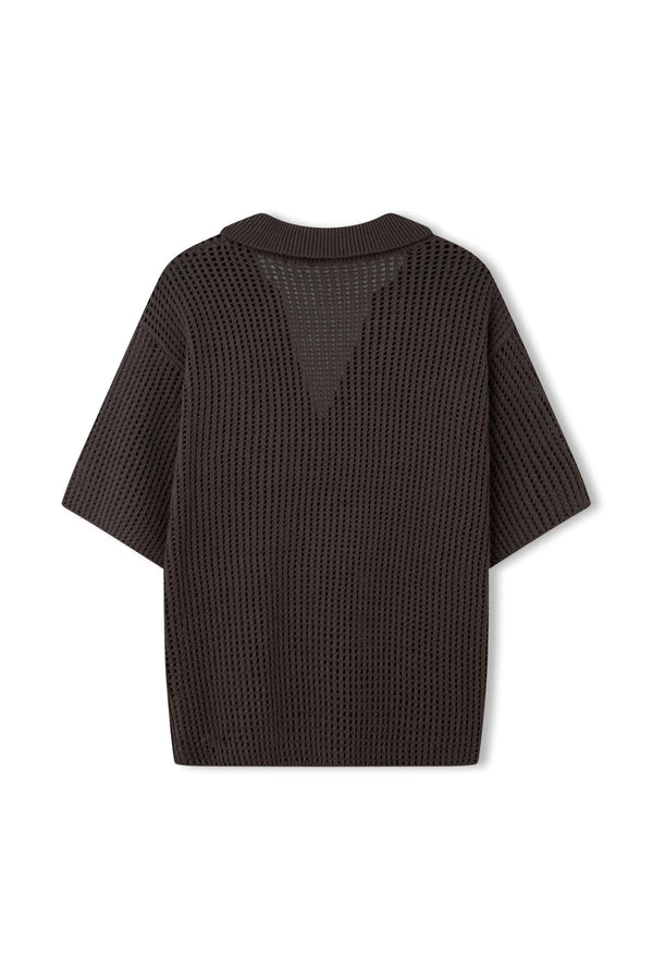 Cotton Crochet Shirt - Charcoal
