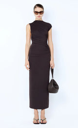 Solenne Twist Maxi Dress - Dark Chocolate - BLVD