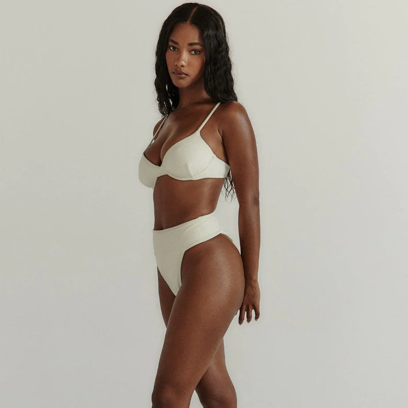 Dainty Bikini Top - Cream Rib