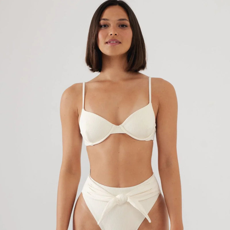 Dainty Bikini Top - Cream Rib