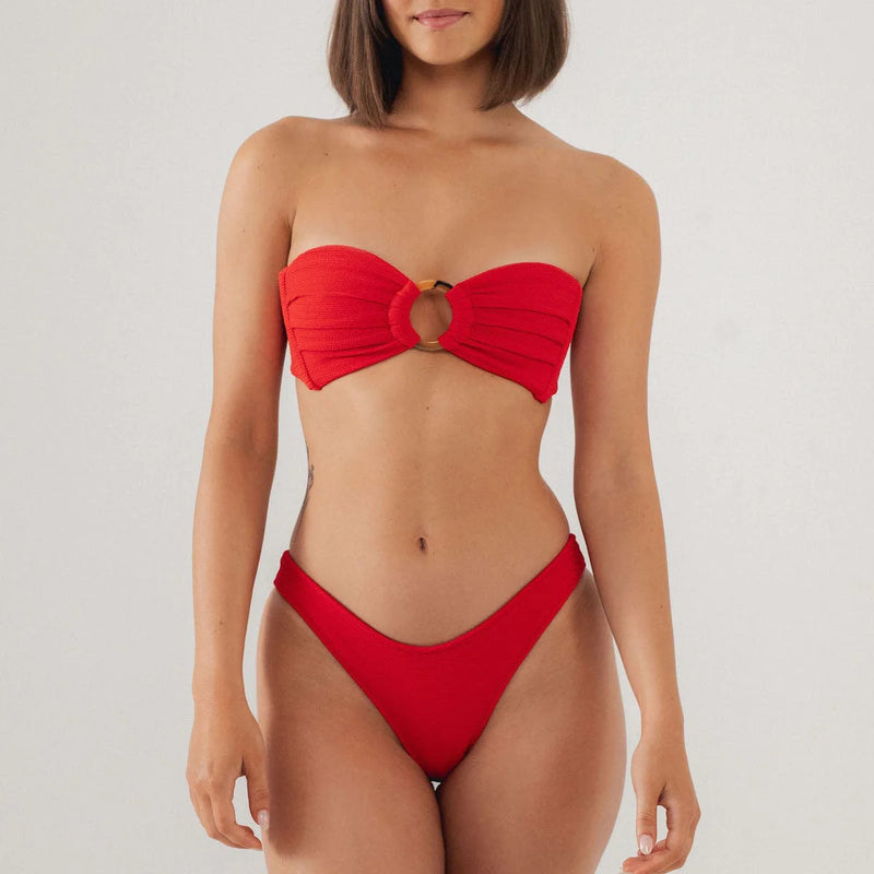 Micro Scrunch Lulu Bikini Bottom - Crimson