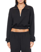 Cropped Half-Zip Sweatshirt - Black