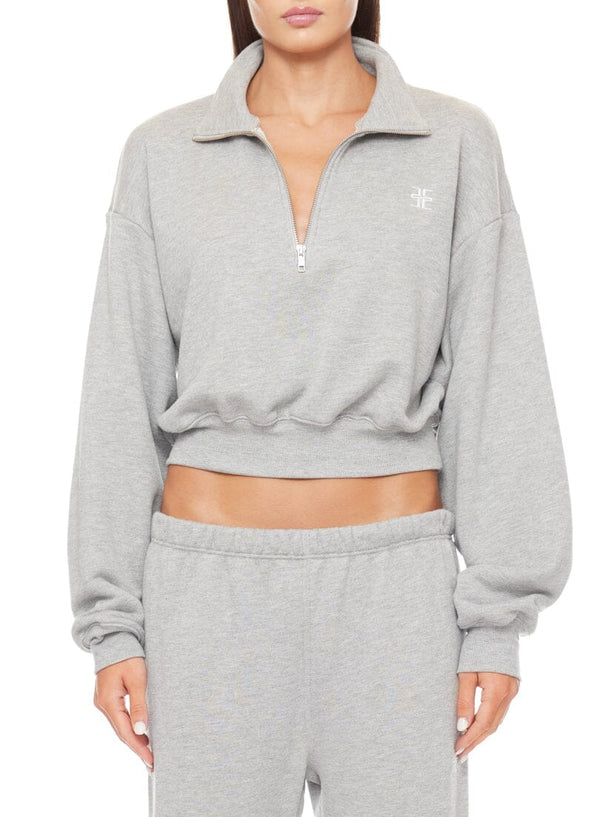 Cropped Half-Zip Sweatshirt - Grey