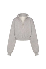 Cropped Half-Zip Sweatshirt - Grey