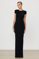 Cap Sleeve Maxi Dress - Black - BLVD