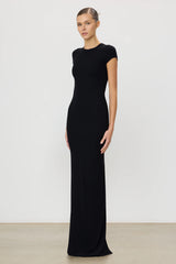 Cap Sleeve Maxi Dress - Black - BLVD