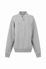 Knit Henley Sweater - Heather Gray