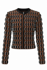 Kylie Long Sleeve Cardigan - Dark Ochre Multi - BLVD
