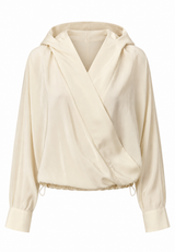 Sisi Silk Hooded Blouse - Off White - BLVD