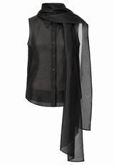 Royal Silk Blouse - Black - BLVD