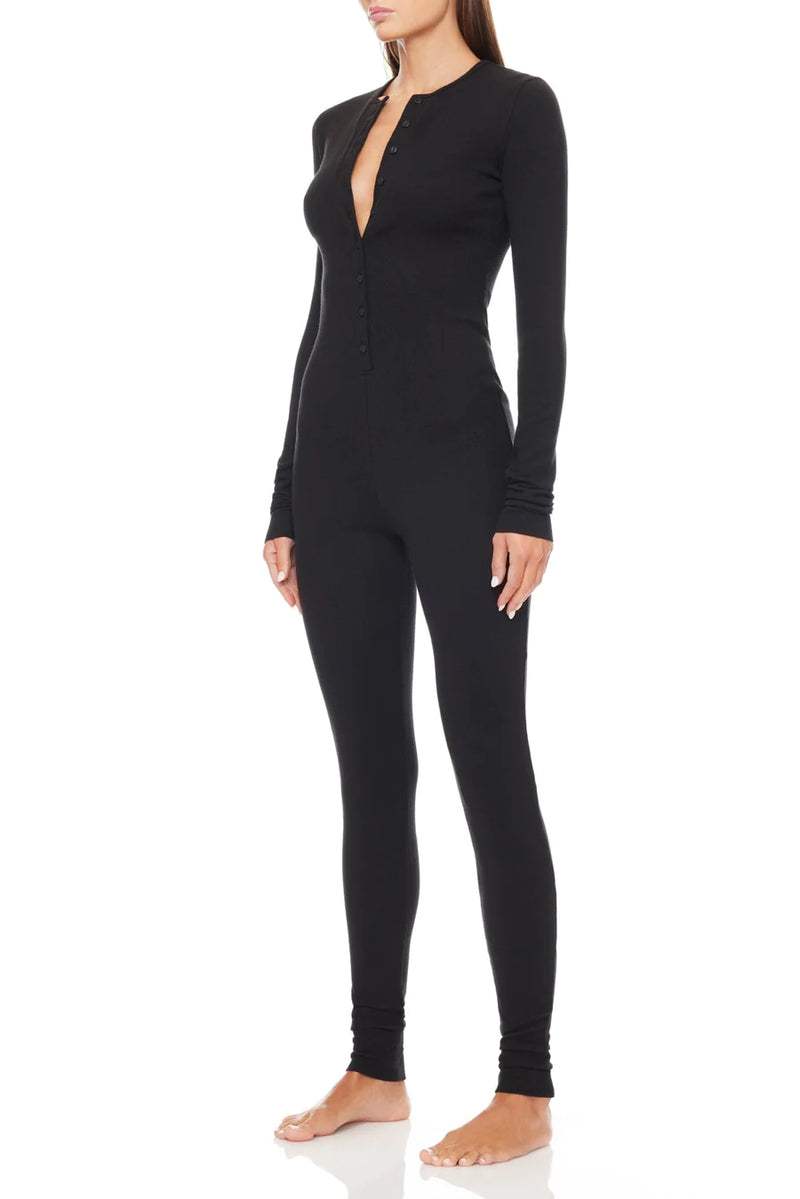 Henley Onesie - Black