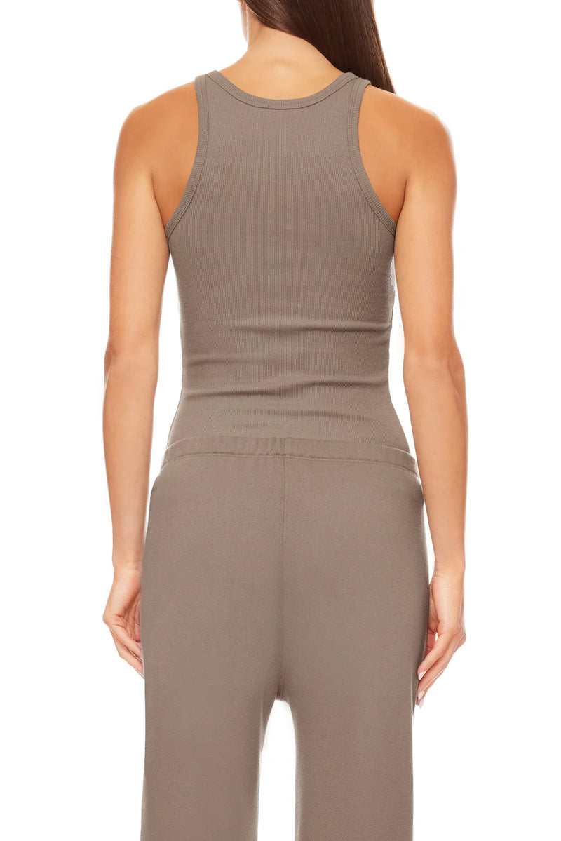 High Neck Fitted Tank - Clay