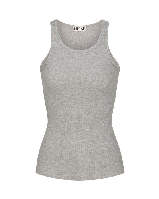 High Neck Fitted Tank - Heather Grey