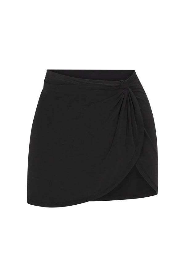 Knot Draped Mini Skirt - Black