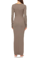 Long Sleeve Crewneck Maxi Dress - Clay