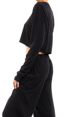 Long Sleeve Cropped TShirt - Black