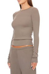 Long Sleeve Fitted Top - Clay