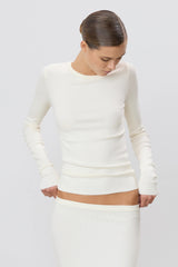 Long Sleeve Fitted Top - Cream