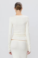 Long Sleeve Fitted Top - Cream