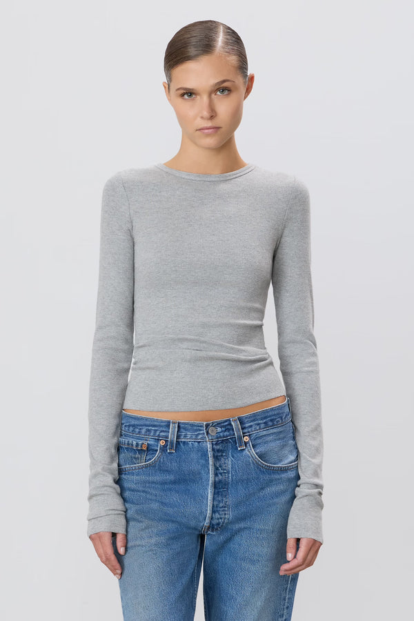 Long Sleeve Fitted Top - Heather Grey