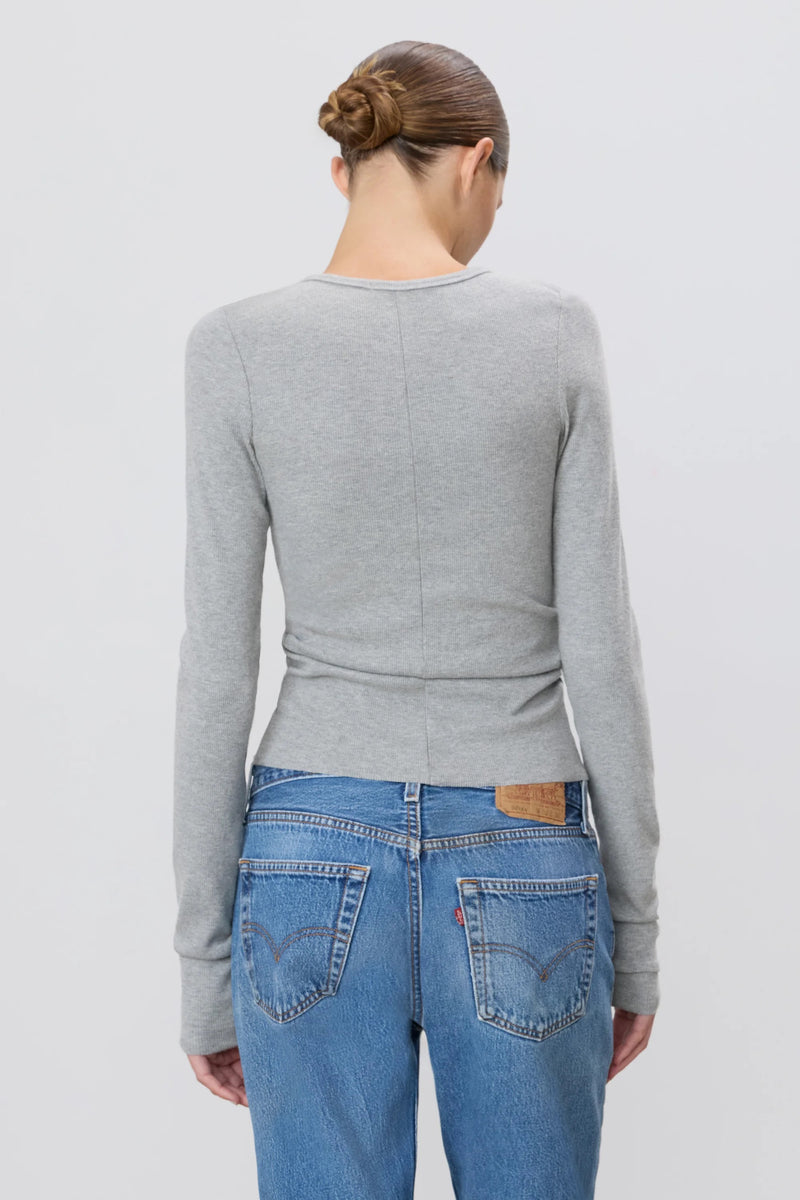 Long Sleeve Fitted Top - Heather Grey