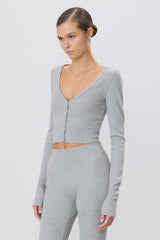 Cropped Cardigan - Heather Grey